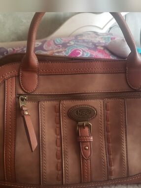 b.o.c. Tan Brown Leather Top-Handle Satchel